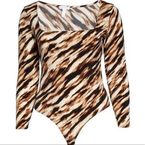 Long sleeve animal print bodysuit